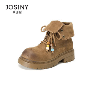 Josiny | New Autumn Winter Retro Martin Boots With Faux Fur Lining Thick Sole Chunky Heel