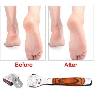 FOCANO Foot Care Pedicure Callus Shaver Hard Skin Remover Wood Handle 10 Blades