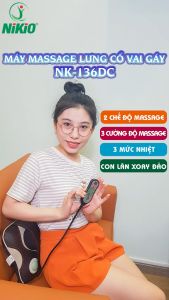 [HCM]Gối massage xoay và đấm bóp cổ lưng pin sạc cao cấp thế hệ mới NK-136DC
