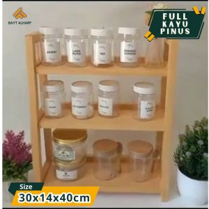 Rak Bumbu Dapur Size Medium Full Kayu Pinus || Rak Bumbu Serbaguna || Rak Kosmetik || Rak Skincare