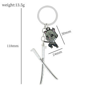 Bandai | Anime Keychain Flame Pillar Rengoku Kyojuro Sword-Shaped Brooch Badge Keyring Fan Merchandise Cosplay Souvenir Gift