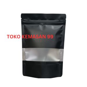 Standing Pouch window aluminium foil dengan ziplock 12x20  transmetz 12x20