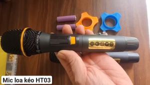 MIC LOA KÉO PIN SẠC CAO CẤP HT3 - CHẤT ÂM HAY - MIC CHỐNG HÚ TỐT