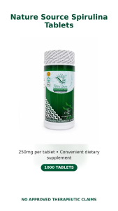 NATURE SOURCE Spirulina Tablets 1000s 250mg Rich Source of Plant Protein & Essential Nutrients with Spirulina Powder for Daily Immune Support Antioxidant Defense & Body Detox