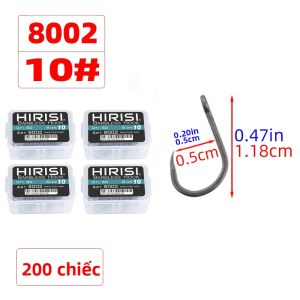 Hirisi 200 Chiếc Móc Câu Cá Bằng Thép Không Gỉ Carbon Cao Cấp Không Gai Phủ PTFE Móc Câu Cá Cho Câu Cá Hồ Phụ Kiện Móc Không Gai