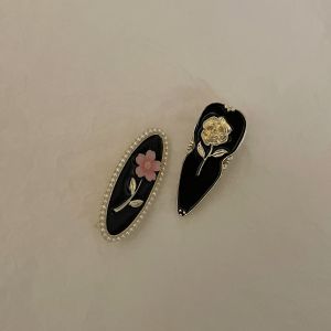 Rose ~ Niche Style Exquisite Small Flowers Barrettes Female Bang Clip Back Head Hairware Side Clip Duckbill Clip