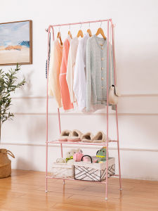 Nordic Style Simple Floor Mounted Clothes Drying Rack Bedroom Coat Hanger Storage Childrens Clothes Hat Rack Space Saving Metal