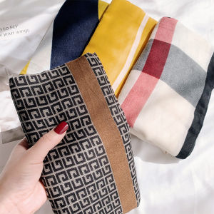 Classic Cotton Linen Scarf Womens Long Spring Autumn Korean Style Versatile Silk Scarf Maze Pattern Summer Sun Protection Shawl