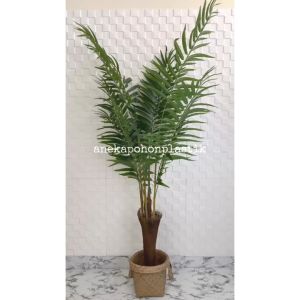 Tanaman Hias Pohon Artificial Palem Hawaii T180 Latex Pot Dasar Hitam Cover Purun
