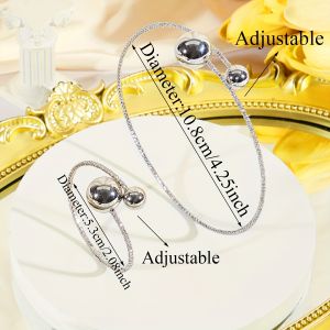 เลื่อมโตสีทองหรูหราสีเงินสีทองชุดเครื่องประดับกำไลข้อมือปรับได้สร้อยคอ AAA เพชรสังเคราะห์สำหรับสตรีงานเลี้ยงตอนเย็น SJ413เครื่องประดับ