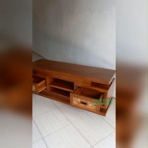 Meja TV Minimalis Kayu Jati Model Coin