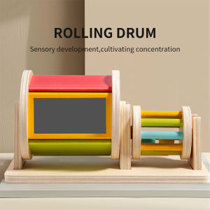 Baby Montessori Wooden Spinning Drum Infant Early Education For 1 To 3-Year-0ld Boys Girls Toddlers Developmental Christmas gift