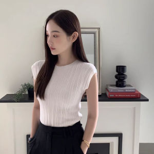 Elegant French Style Design Womens T-Shirt Slim Fit Sassy White K-Shape Collarless Summer Wear for Youth