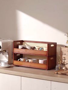 ชั้นวางตั้งโต๊ะไม้ไผ่ ชั้นวางของแบบวางซ้อนกันได้ การจัดระเบียบเดสก์ท็อป ชั้นวางของในครัว