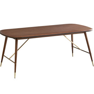 Nordic Designer Luxury Small Household Use Black Walnut Rectangle Solid Wood Furniture Dining Table Simple Assembly Required