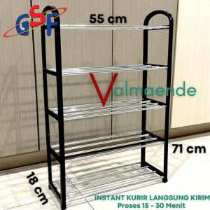 Rak Sepatu Susun 5 Tingkat Stainless Steel Tempat Sepatu Sandal AXLO 915 GSF 3105 4105 Rak Buku Rak Serbaguna Bubble Wrap