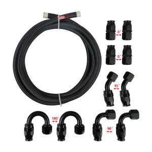 3M 10PCS 12AN 10AN 8AN 4AN PTFE Fuel Line Hose Kit E85 Nylon Braided Fuel Hose with Swivel Fuel Hose End Fitting Adapters Kit
