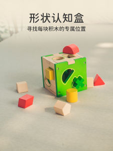 EverEarth Wooden Shape Matching Toy Blocks Box Early Education Intelligence Montessori Baby Toddler Cognitive Educational Box