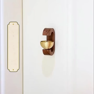 Japanese Style Self-adhesive Wood Doorbell Magnetic Suction Design Brass Wind Chimes Punch-free Wood Home Decoration Doorbell