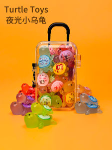 Luminous Mini Turtle Toy Pair up Travel Box Storage Container Glowing Nighttime Shells Collectible Static Animal Models for Ages 14+
