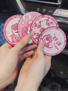 Cartoon Car Coaster Sanrio Lotso Cute Drink Mat Water Bottle Mat Non-Slip Anti Gelincir