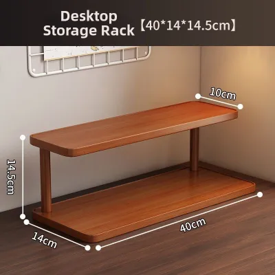 Double Layered Desktop Wooden Storage Rack