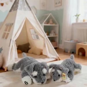 Simualtion Schnauzer Plush Lying Dog Animal Fluffy Doll Long Hair Sofa Pillow High Quality Gifts