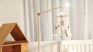 Lets make | Natural Beech Wood Wooden Floor Baby Mobile Stand - Height Adjustable 360 Degree Rotation - Easy Installation for Crib & Bassine