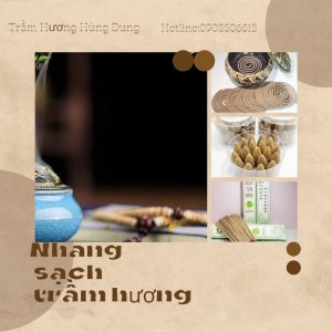 Nhang khoanh trầm hương xông nhà tẩy uế Hùng Dung đồ thờ cúng phong thủy xua đuổi vận xui thu hút nguồn năng lượng tích cực thanh lọc không khí an toàn cho sức khỏe