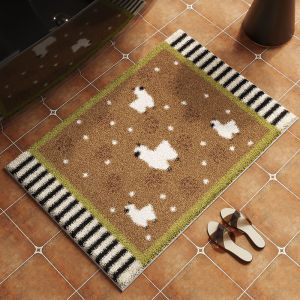 VIKAMA Mid-style Bathroom Door Water-absorbent Anti-slip Floor Mat Light Luxury Retro Bathroom Floor Mat Home Decoration