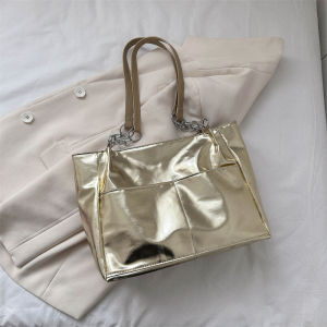 Large Capacity Womens Tote Bag 2023 Spring Summer Fashion Handheld Commuter Single Shoulder Bag Soft PU Leather Zipper Closure