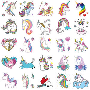 25Pcs Small Unicorn Temporary Tattoo Stickers Cartoon Rainbow Horse Pattern Birthday Party FavorsGiftsStocking Stuffer