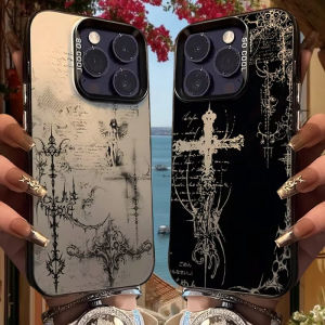 Gothic Cross Angel Pattern Phone Case for iPhone 17 Air 16E 16 15 14 11 Pro Max Plus 13 12 Mini XS 8 7 Shockproof Hard Cover