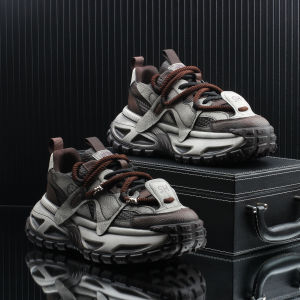 Luxurious Fashionable Dad Shoes Mens Casual Increase Height Autumn New Style Comfortable Breathable Mesh Lined round Toe Thick Sole