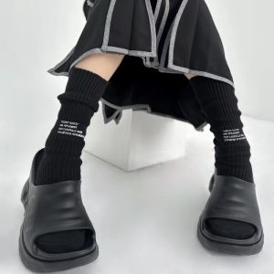 23ss Fall and Winter Japanese Minority Tooling Style Thick Needle Minimalist Letter Print Knee Socks Socks for Men and Women Purified Cotton Loose Socks