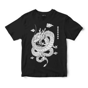 Bandai | Mens Dragon Ball Z Anime T-Shirt Black Cotton Short Sleeve Tee Shenron Graphic Print Casual Streetwear for Otaku Campus Home