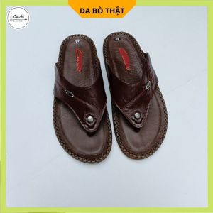 Dép Nam Xỏ Ngón Da Bò Thời Trang DK1012 Đế lõm may viền