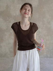CHOEFULYN | Slim Design Hollow Out Neck Tie Sleeveless Tee