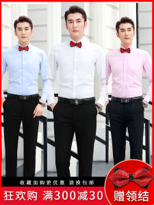 Groomsman Suit Brothers Clothes Group Mens Summer Long-Sleeve Shirt Outfit Plus Size Bridegroom Short Sleeve Underwear White Wedding Dress