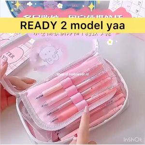 KOTAK PENSIL ATK TEMPAT PENSIL TRANSPARANT KOREA JEPANG / Tempat Pensil Anti Air / Pouch lucu serbaguna