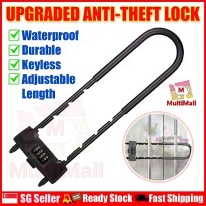 Anti-Theft Long U-Lock | Adjustable Rustproof Waterproof Heavy Duty Bicycle Padlock | Multifunctional Carbon Steel Cycling Security Lock Accessories for Motorcycle E-bike Baskets and Doors