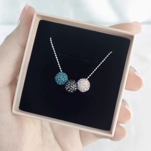SO SEOUL Arwen Blueberry Triple Lollipop Navy Blue Austrian Crystal with Fixed Ball Chain Necklace