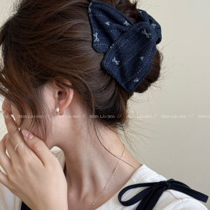 Vintage Shark Hair Clip Womens Denim Shell Hair Accessories Butterfly Knot High Sensation Back of Head Clip 2025 New Style