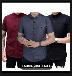 PAKET HEMAT 70 RB DAPAT 3 PCS KEMEJA POLOS PRIA LENGAN PENDEK TERMURAH KATUN KASUAL