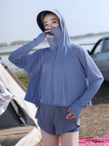Womens Lightweight Breathable Outdoor Driving UV Protection Clothing Ice Sensation Black Glue Hat Brim Summer Sunscreen Coat