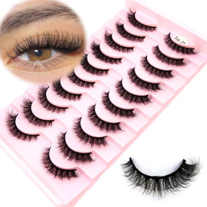 10 Đôi Mi Giả Mink Hiệu Ứng Lông Vũ Tự Nhiên Nhẹ Nhàng Cong Mềm Mại Kiểu Mèo Mi Giả Dạng Dải Xù Xì Dành Cho Làm Đẹp Tự Làm
