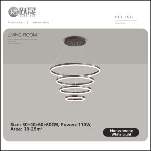 Modern Scandinavian Creative Large Living Room Pendant Light Triple Ring