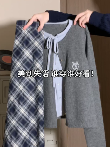 เสื้อคาร์ดิแกนถักแขนยาวสไตล์เกาหลีสำหรับผู้หญิงไซส์ใหญ่ ดีไซน์เก๋ไก๋ ปักลาย ผูกโบว์ แฟชั่นฤดูใบไม้ร่วง/ฤดูหนาว