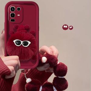 เคสโทรศัพท์ Infinix Note 50X 50S Note 50 Pro + Plus 4G 5G เคสคู่บอลถ่านหินตุ๊กตาสีแดง3มิติมีสไตล์พร้อมสายรัดข้อมือไข่มุก2025ฝาหลังนิ่ม