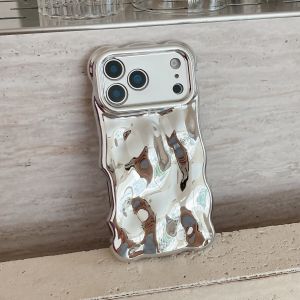 Glitter Glossy 3D Meteorite Wavy Plating Soft Case for iPhone Air 11 12 13 14 15 16 17 Pro Max Bubble Camera Protection Cover